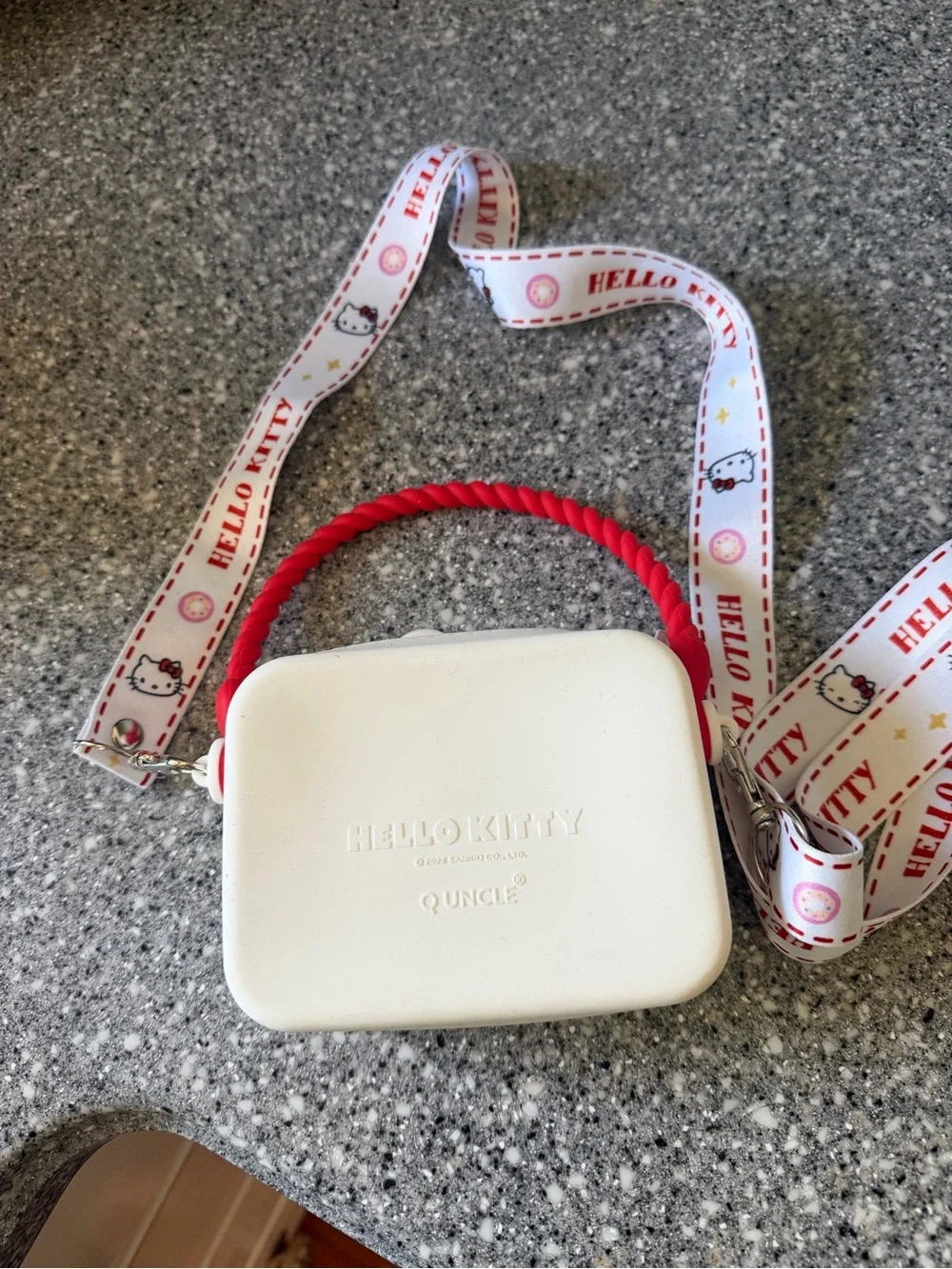 Hello Kitty Silicone Kids White Crossbody Bag with Red Bow